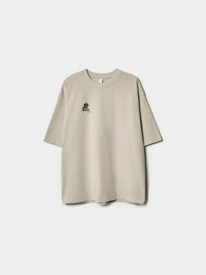 Футболка оверсайз Sela с принтом 'Мопс', бежевый, арт. 42881