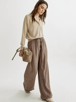 Широкие брюки из жатой ткани, розовый, арт. 42954