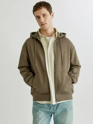 Худи SELA из футера на молнии, хаки, арт. 42955