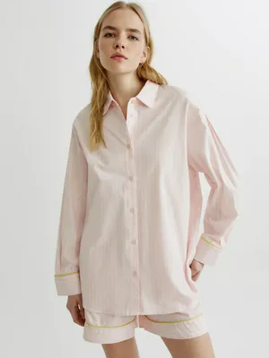 Рубашка SELA Домашняя в полоску, розовый, арт. 42973