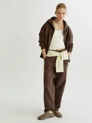 Брюки SELA из хлопкового футера, коричневый, арт. 42995