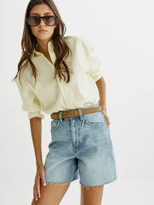 Sela Джинсовые шорты с необработанным краем, голубой, арт. 42996