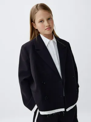 Двубортный жакет с рваными деталями для девочек, арт. 4303