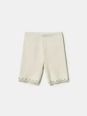 Велосипедки Sela для девочек с кружевом, бежевый, арт. 43033