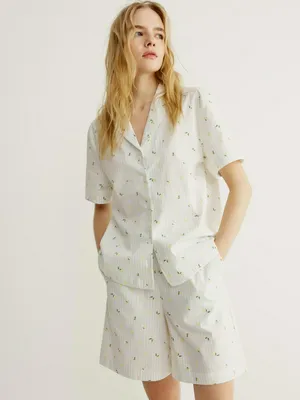 Пижамная рубашка SELA с принтом, белый, арт. 43035