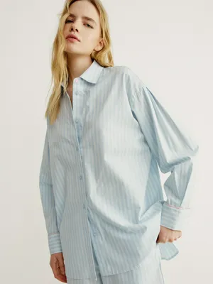 Домашняя рубашка Sela в полоску, голубой, арт. 43037