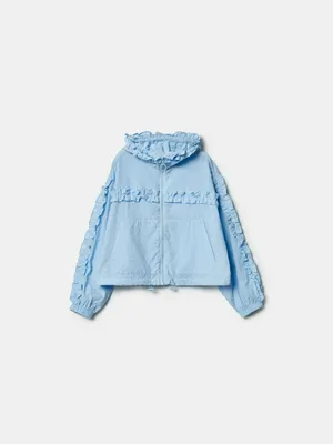 Ветровка SELA для девочек с оборками, голубой, арт. 43042