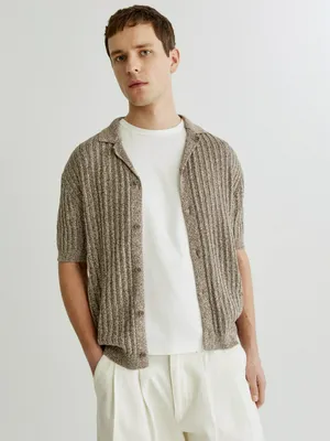 Мужское вязаное поло SELA, коричневый, арт. 43056