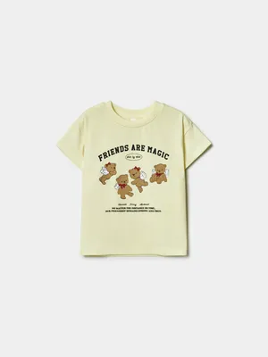 Футболка Sela оверсайз с принтом для девочек, желтый, арт. 43064