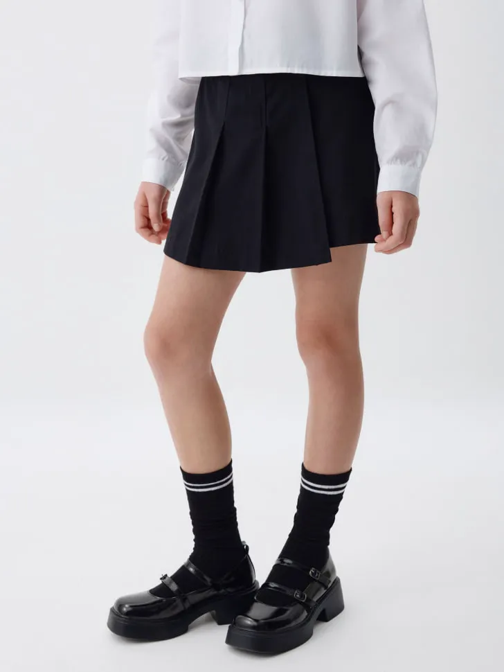 Асимметричная юбка-шорты для девочек, черный, арт. 4309