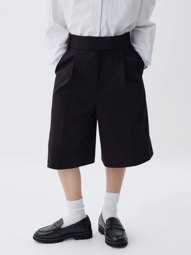 Удлиненные шорты с защипами для девочек, черный, арт. 4314