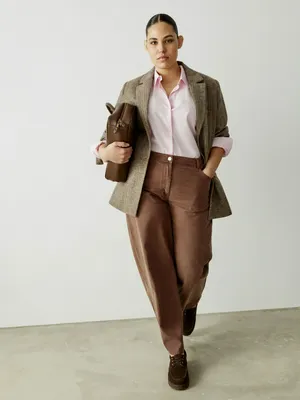 Прямые брюки Sela из тенселя и хлопка, коричневый, арт. 43201