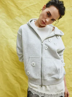 Худи SELA с цветочным декором, серый, арт. 43206