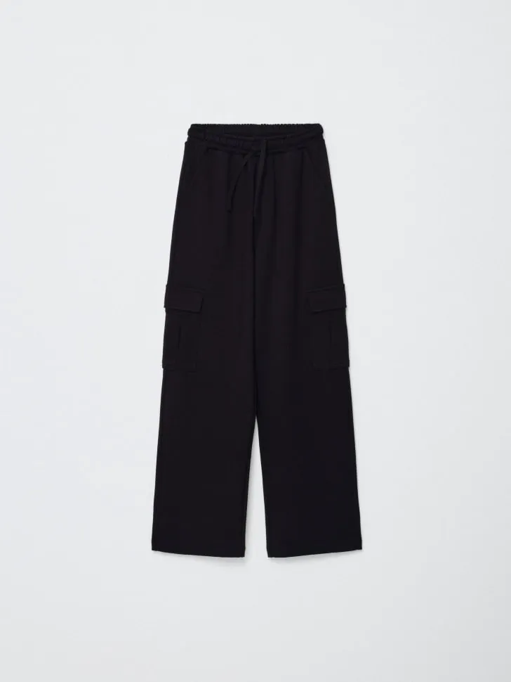 Школьные брюки карго из трикотажа для девочек, черный, арт. 4321