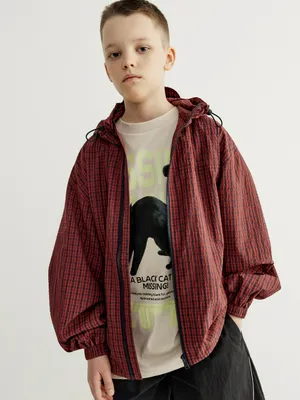 Ветровка SELA в клетку для мальчиков, красный, арт. 43210