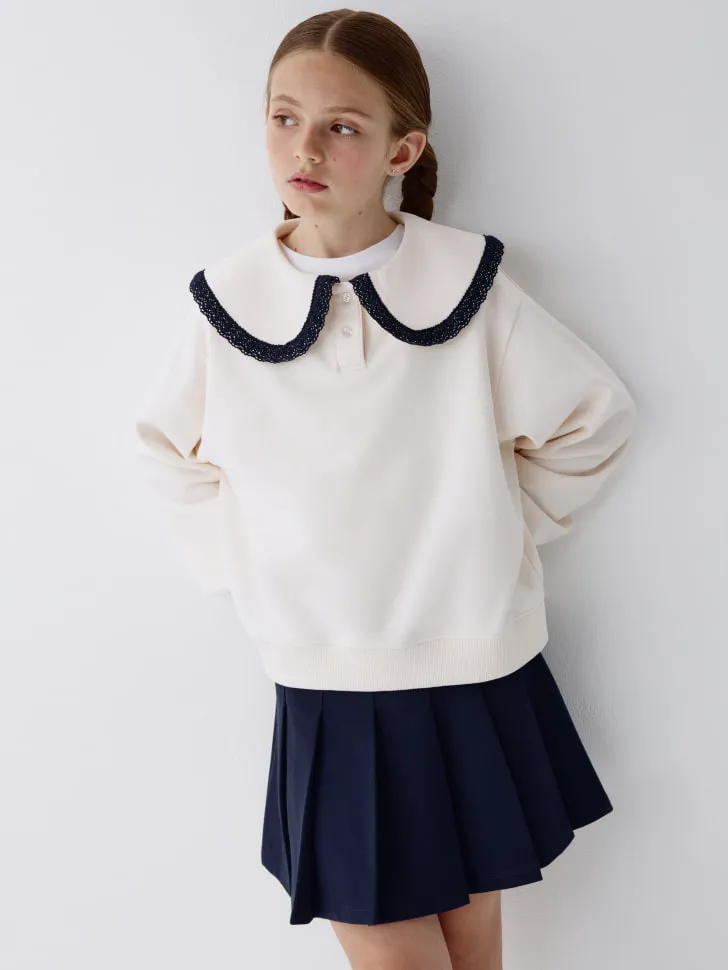 Свитшот с воротником для девочек, бежевый, арт. 4322