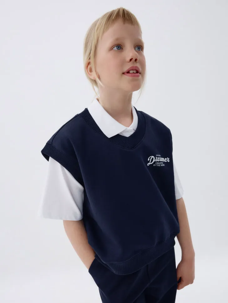 Жилет из футера для девочек, синий, арт. 4327