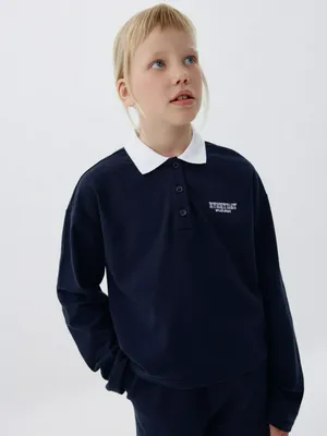 Поло оверсайз с длинным рукавом для девочек, арт. 4331