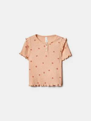 Футболка Sela в рубчик с принтом для девочек, разноцветный, арт. 43324