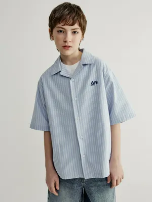 Рубашка оверсайз SELA с коротким рукавом, голубой, арт. 43330