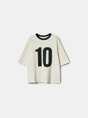 Футболка SELA оверсайз с принтом для мальчиков, бежевый, арт. 43338