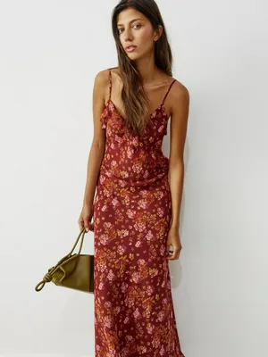 SELA Шифоновое макси платье с воланом, разноцветный, арт. 43344