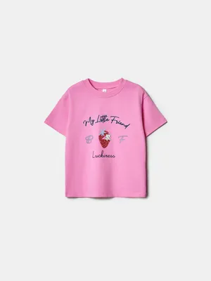 Футболка Sela с принтом для девочек, розовый, арт. 43345