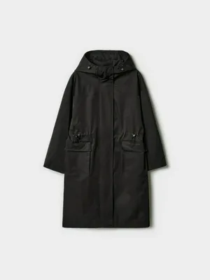 Плащ SELA оверсайз с капюшоном, черный, арт. 43355