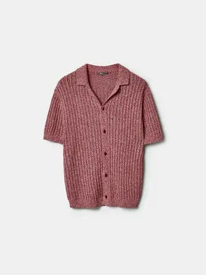 Вязаный джемпер с коротким рукавом SELA, бордовый, арт. 43363