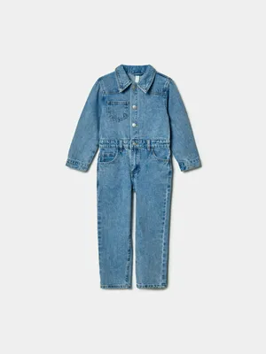 Джинсовый комбинезон Sela для девочек, голубой, арт. 43370