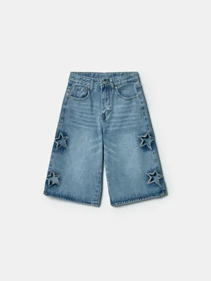 Джинсовые шорты-бермуды Sela для девочек, голубой, арт. 43372
