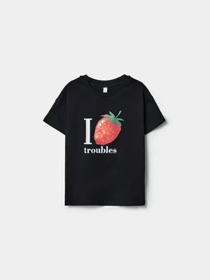 Футболка SELA для девочек с принтом, черный, арт. 43378