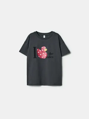 Футболка Sela для девочек с принтом, серый, арт. 43379