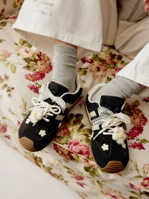 Кеды SELA для девочек с декором, черный, арт. 43394