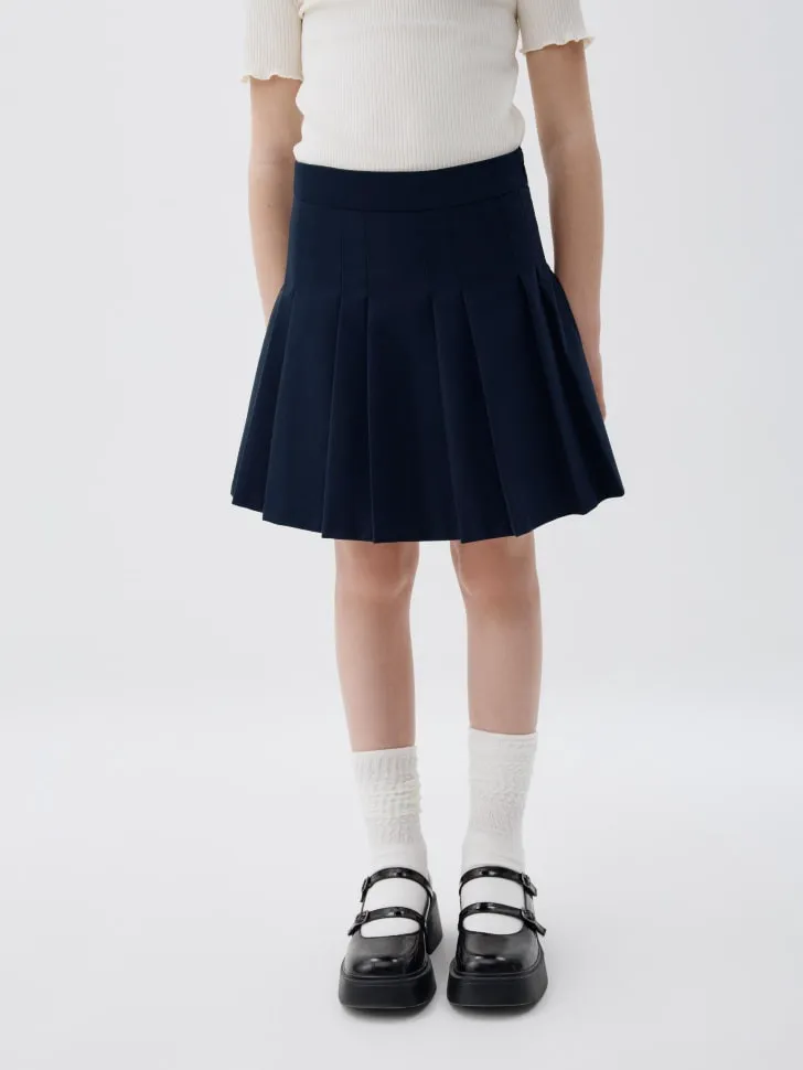 Школьная юбка в складку для девочек, синий, арт. 4341