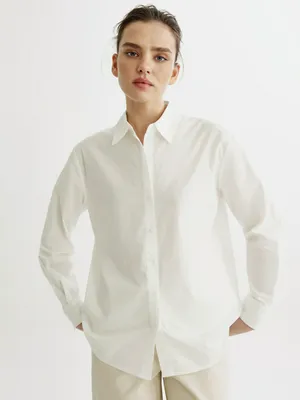 Классическая хлопковая рубашка SELA, белый, арт. 43436