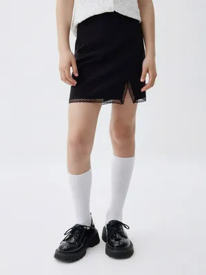 Школьная юбка с кружевом для девочек, арт. 4344