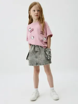 Юбка джинсовая SELA Hello Kitty для девочек, серый, арт. 43454