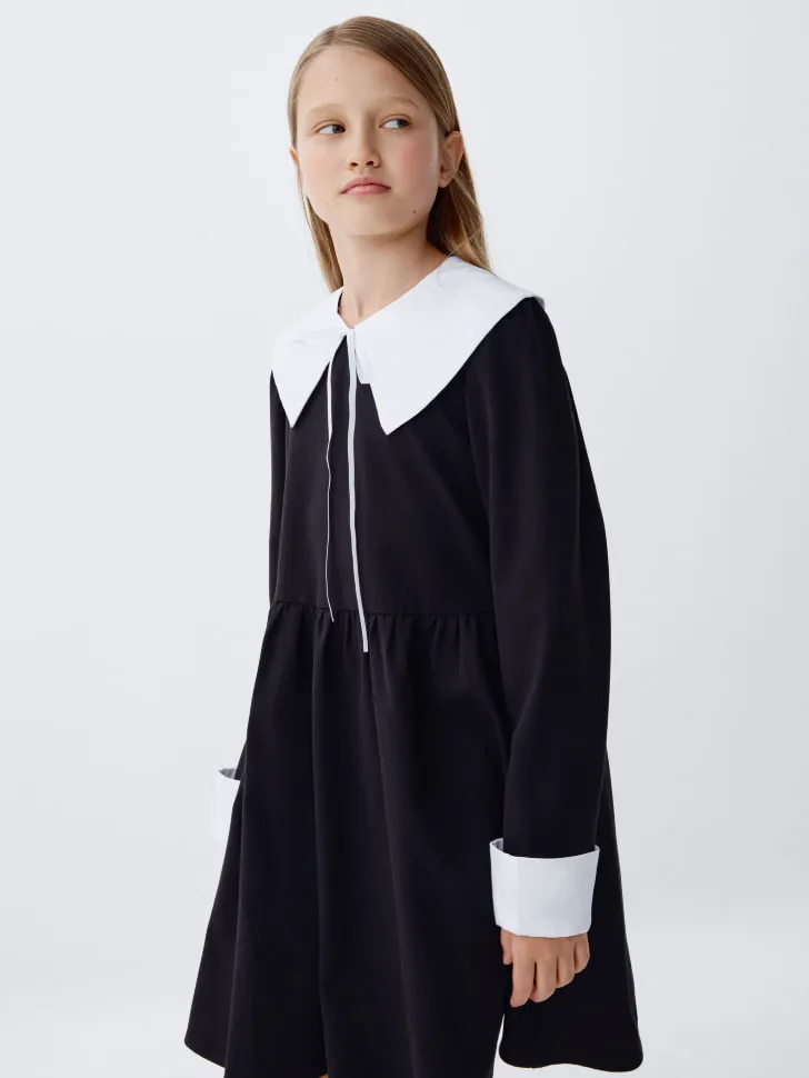 Платье со съемным воротником и манжетами для девочек, разноцветный, арт. 4346