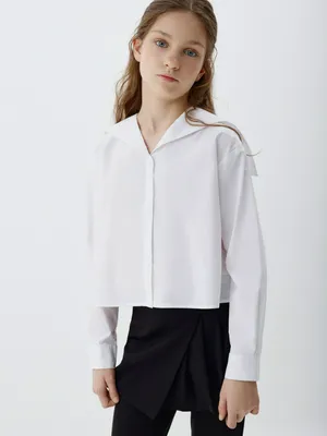 Укороченная блузка с морским воротником для девочек, арт. 4348