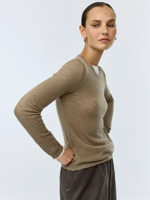 Вязаный джемпер SELA с шерстью и мохером, коричневый, арт. 43486