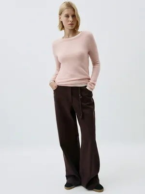 Брюки SELA широкие со шнурком на талии, коричневый, арт. 43495