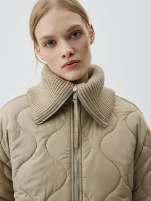 Куртка Sela стеганая с трикотажным воротником, бежевый, арт. 43501
