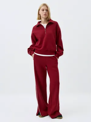 Широкие брюки Sela с лампасами, бордовый, арт. 43512