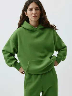 Худи SELA с капюшоном на кнопках, зеленый, арт. 43515
