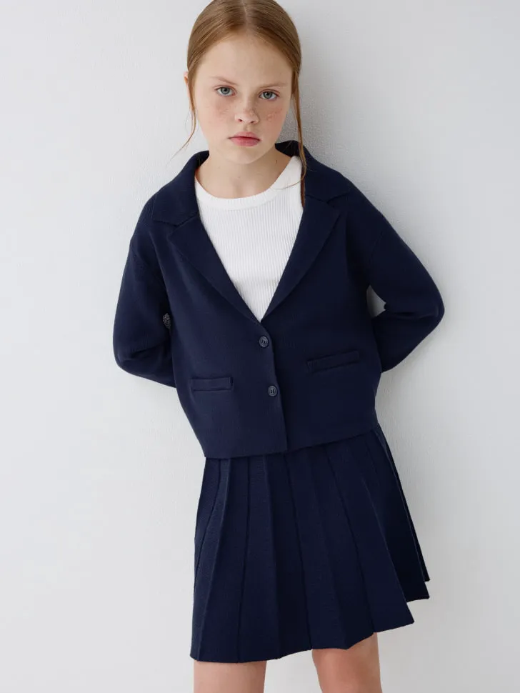 Вязаный жакет для девочек, синий, арт. 4352