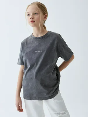 Футболка оверсайз SELA с принтом, серый, арт. 43523