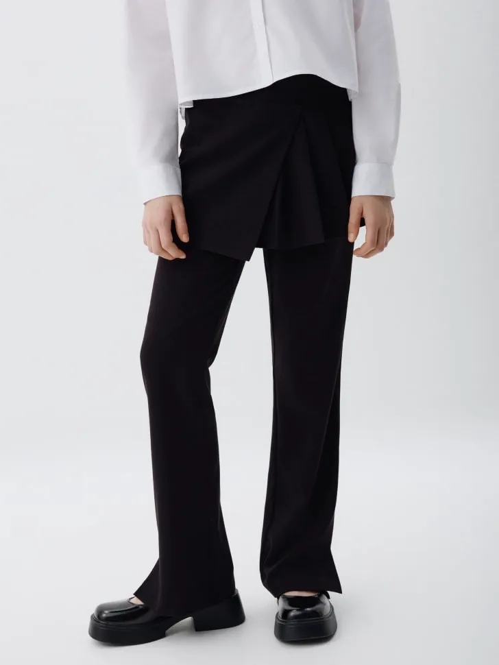 Брюки с декоративной юбкой для девочек, черный, арт. 4364