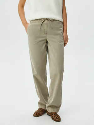 Брюки из смесового тенселя, бежевый, арт. 4367