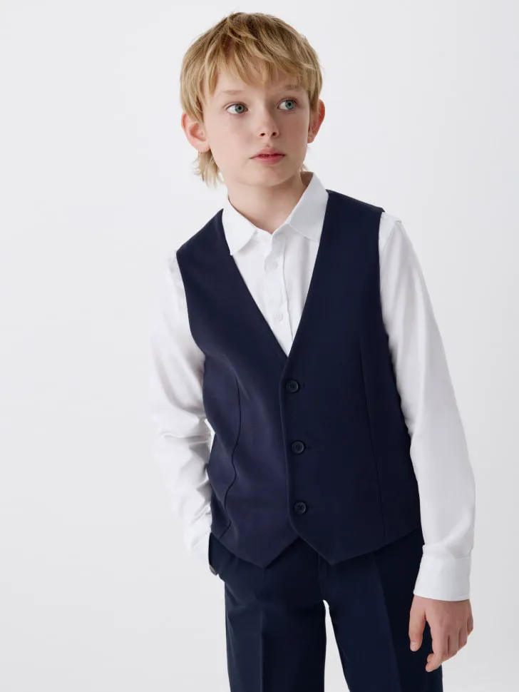 Трикотажный костюмный жилет для мальчиков, синий, арт. 4369